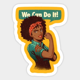 We Can Do It! Black Girl Black Queen Shirt V2 Sticker